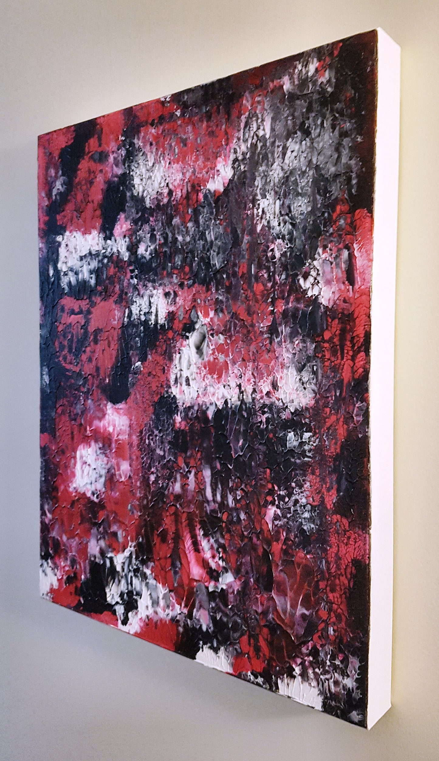 Red Night Abstract on Gallery Canvas