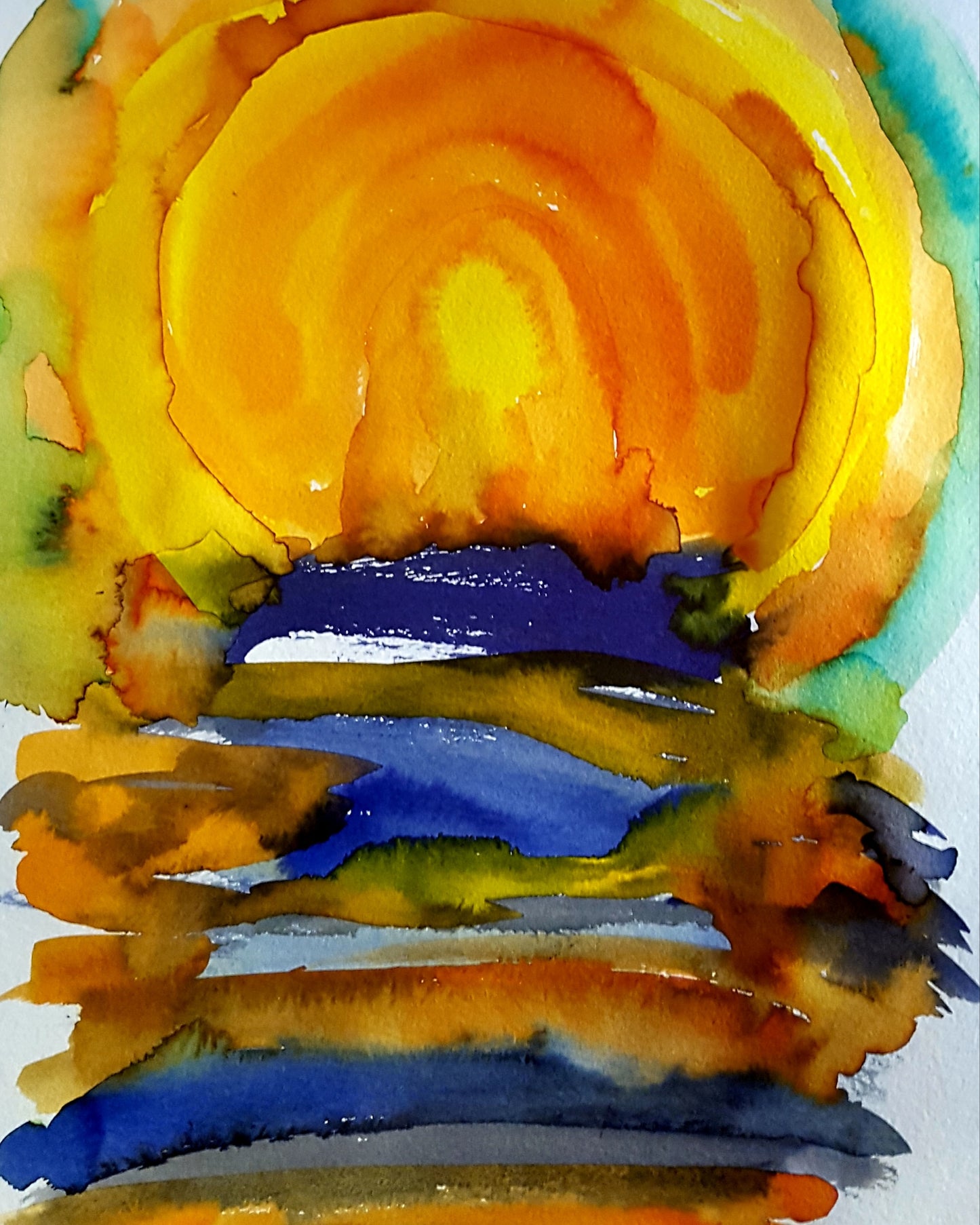 Rising Sun Watercolor