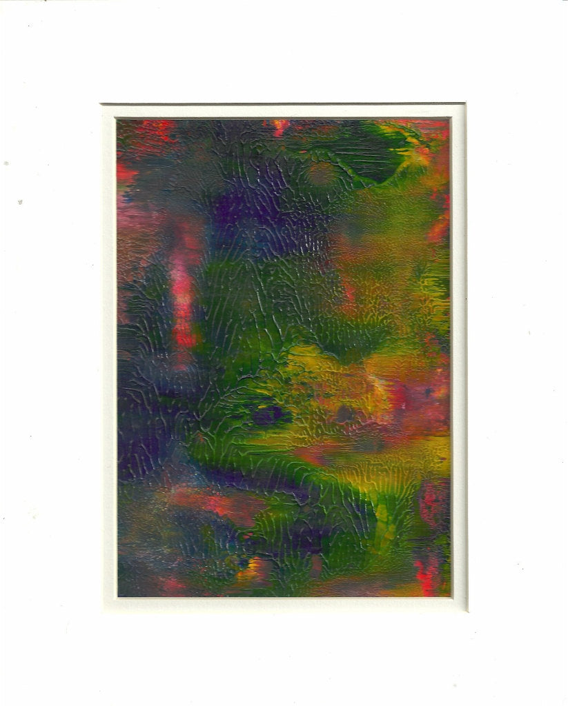 Original Acrylic Abstract Moonlit Trail Painting Fine Art in White Mat
