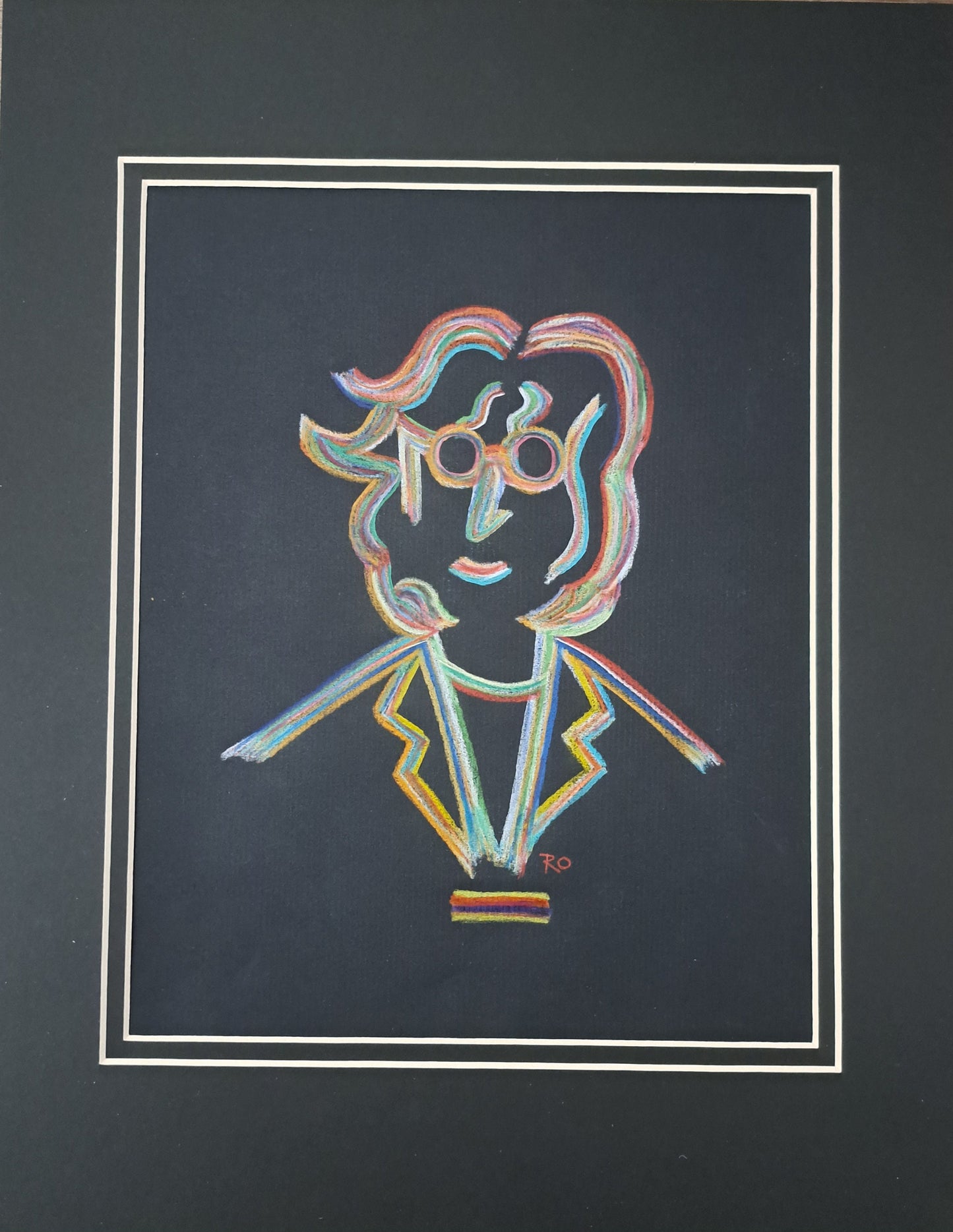 John Abstract Color Pencil Drawing of John Lennon