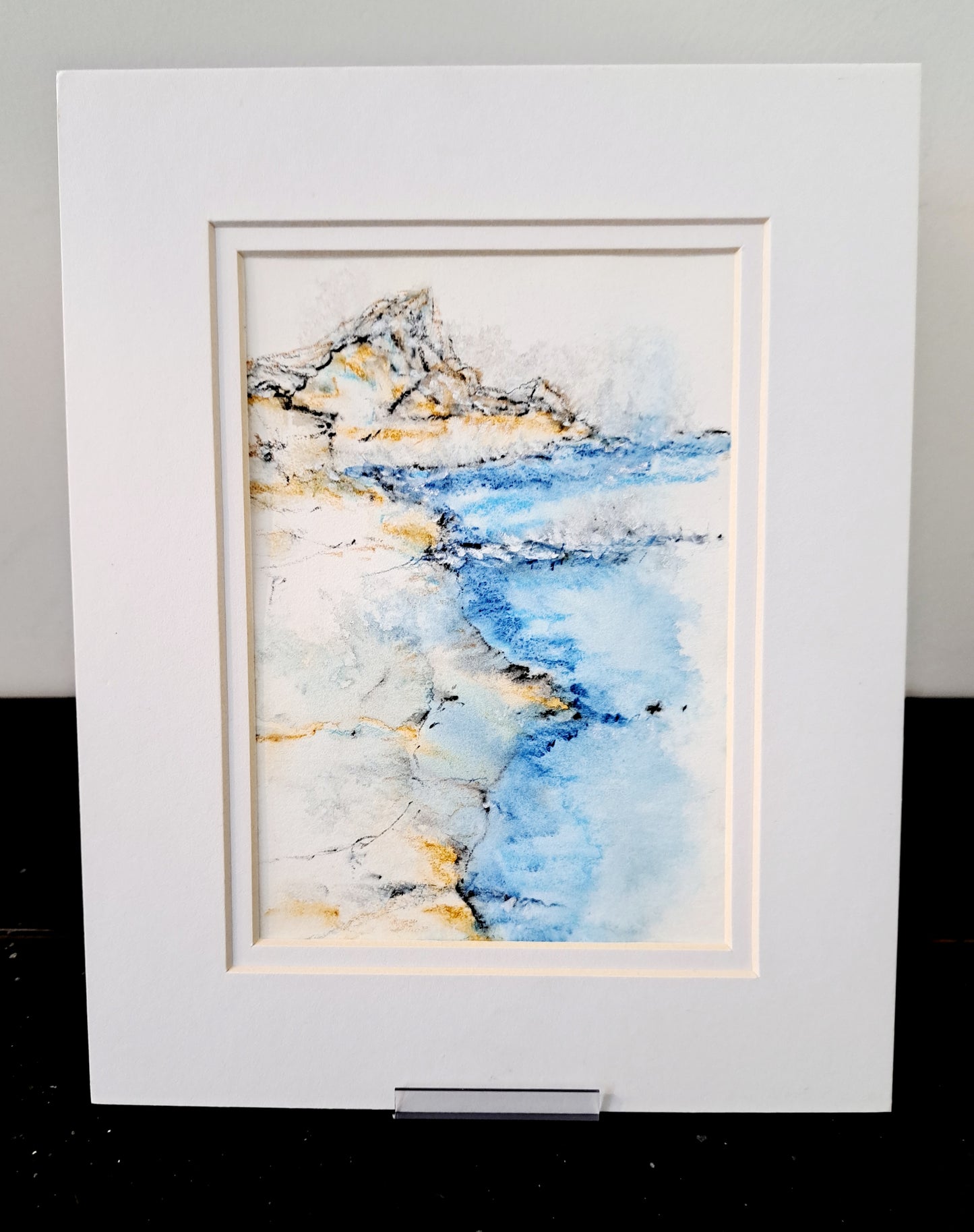 Mountain Watercolor Seascape Painting