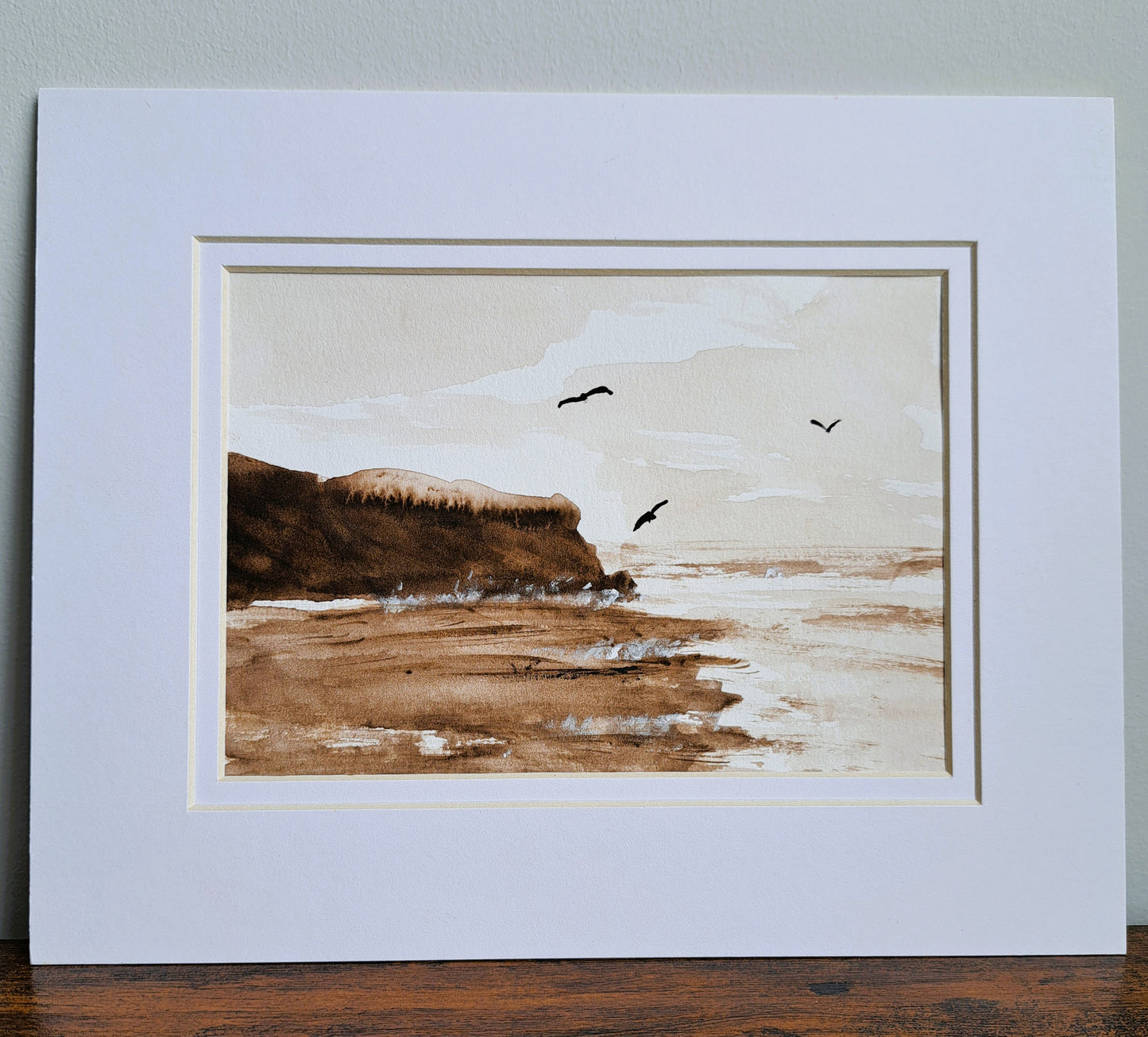 Watercolor Coffee Beach Painting
