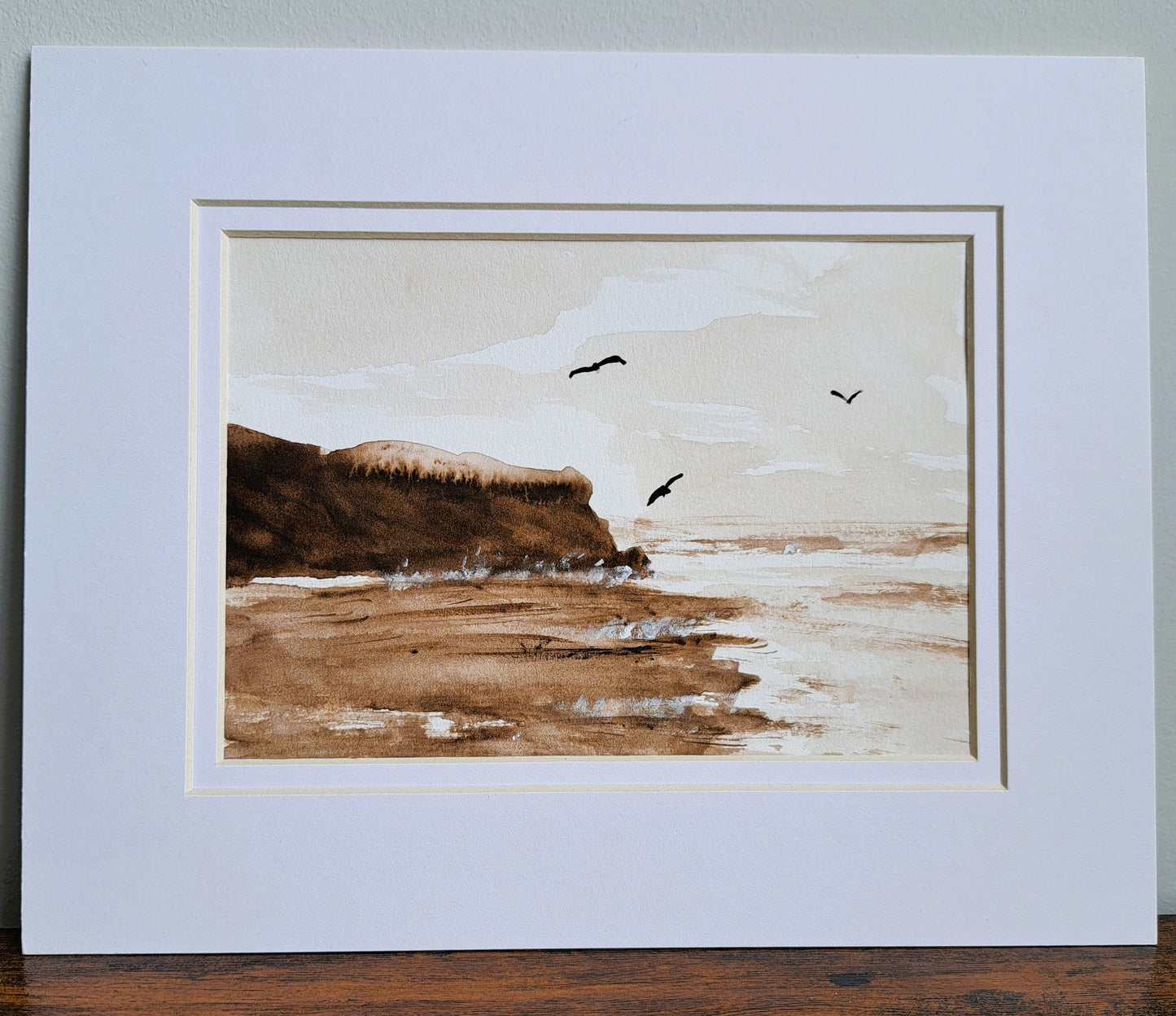 Watercolor Coffee Beach Painting