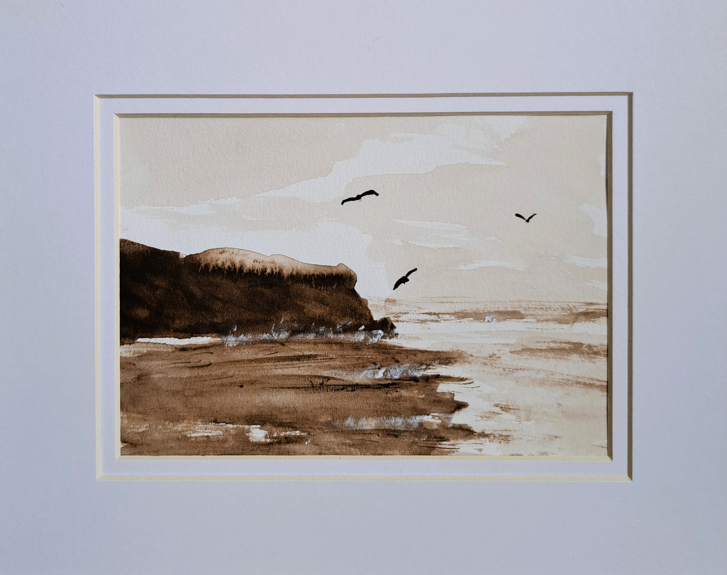 Watercolor Coffee Beach Painting