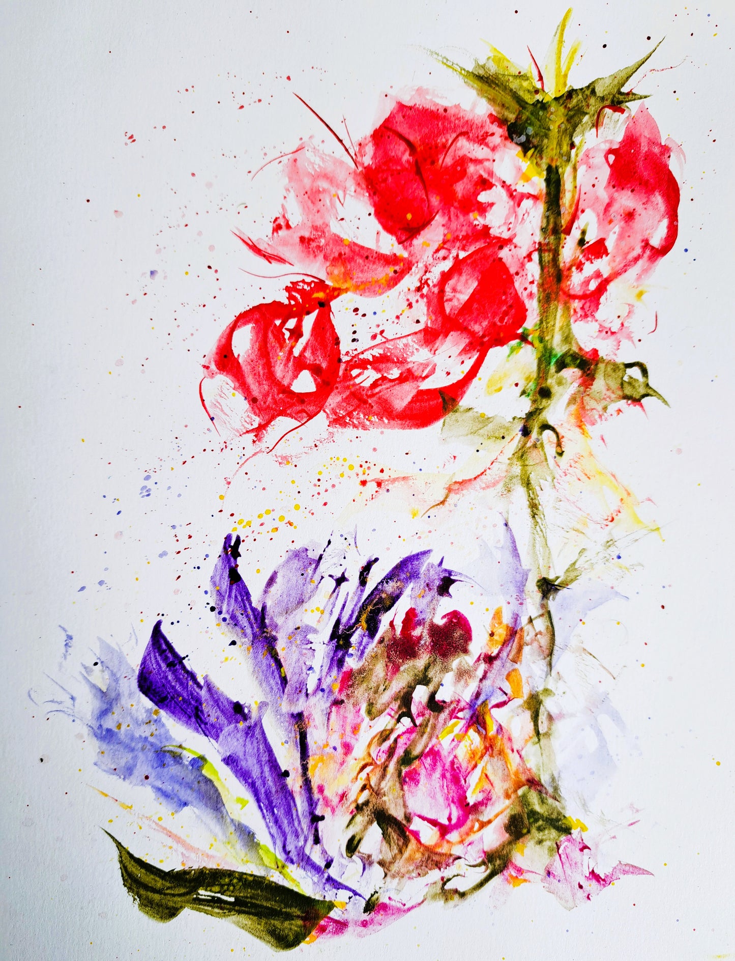 Sacred WildFlowers Watercolor Painting