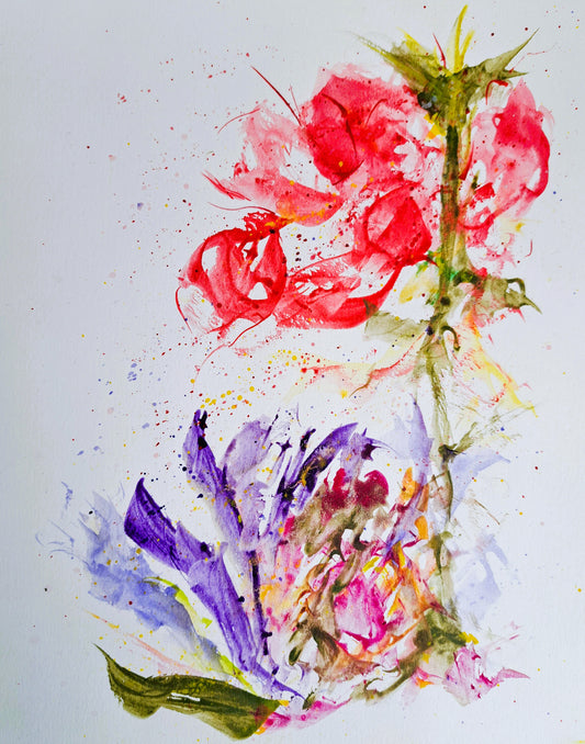 Sacred WildFlowers Watercolor Painting