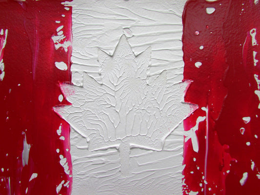 Rustic Canadian Flag Painting