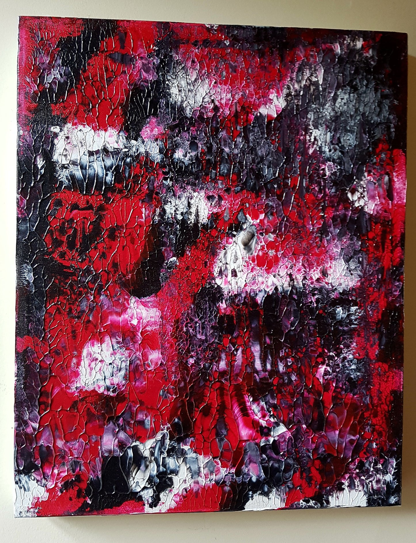 Red Night Abstract on Gallery Canvas