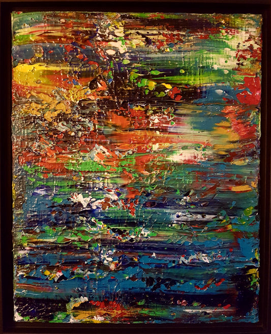 Sunset Beach - Framed Original Abstract Acrylic Painting