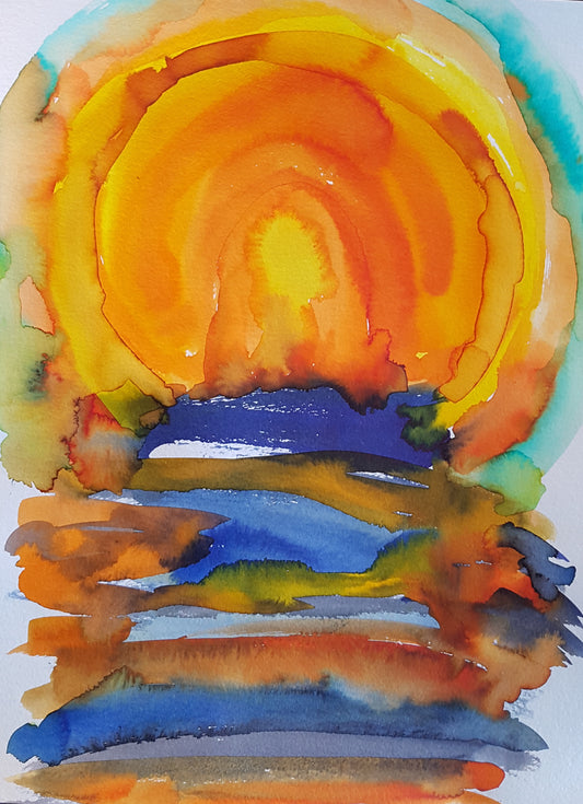 Rising Sun Watercolor