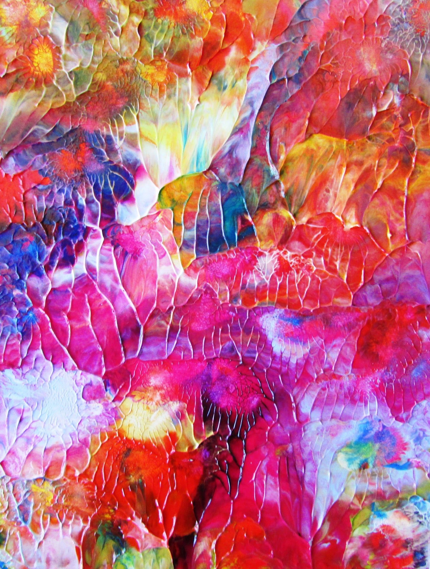Garden Shine Abstract Original Painting by Ryan O'Neill in White Mat