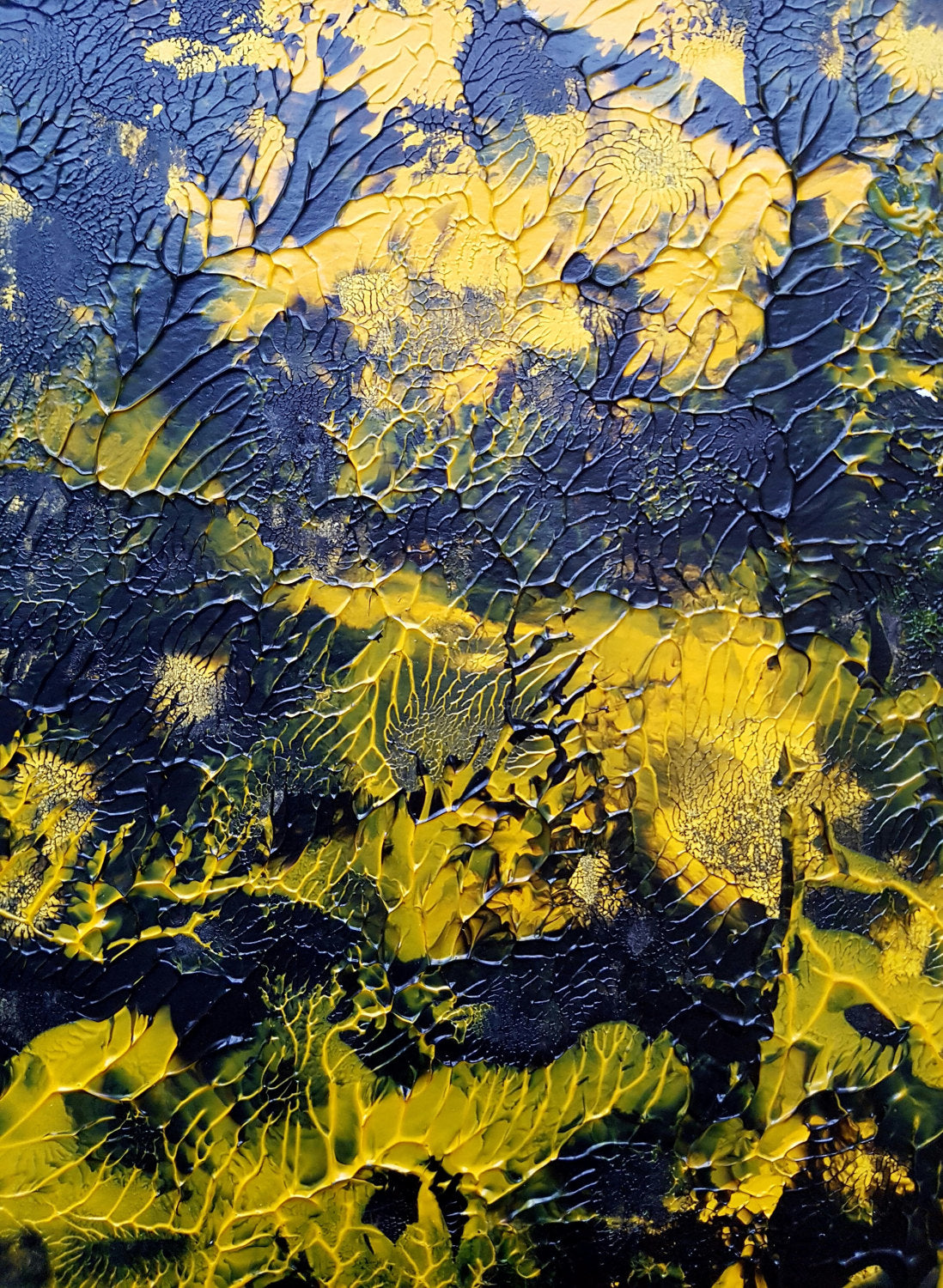 Yellow and Black Abstract Acrylic Painting