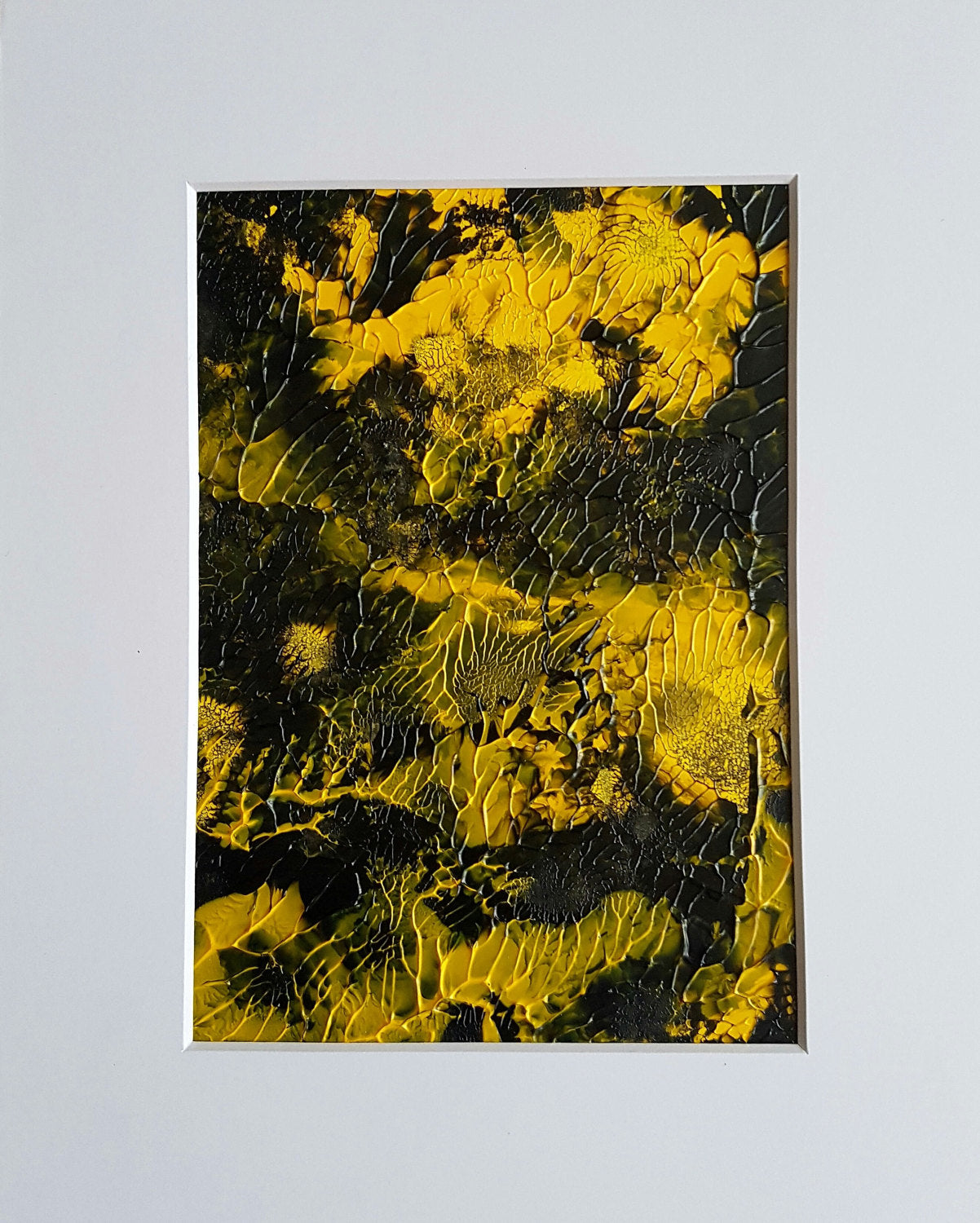 Yellow and Black Abstract Acrylic Painting