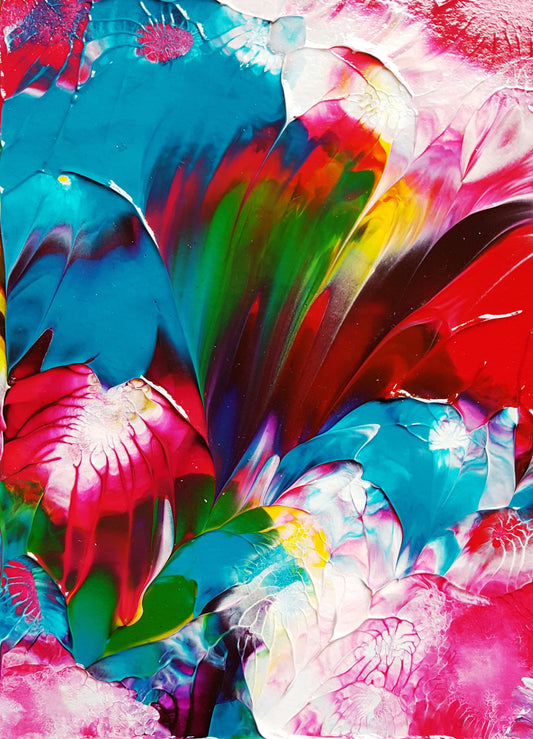 Floral Celebration Acrylic Abstract Painting.