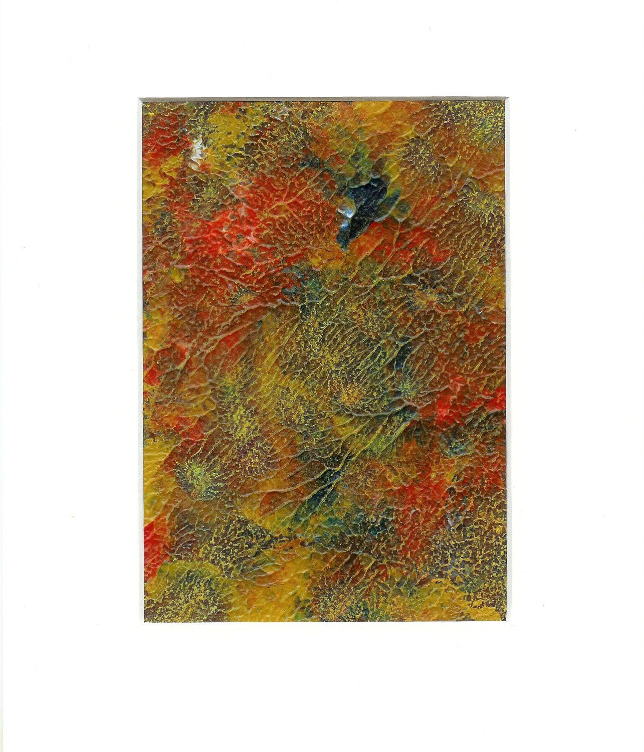 Fine Art Golden Autumn - 5 X 7 Original Acrylic and Pastel Abstract Painting