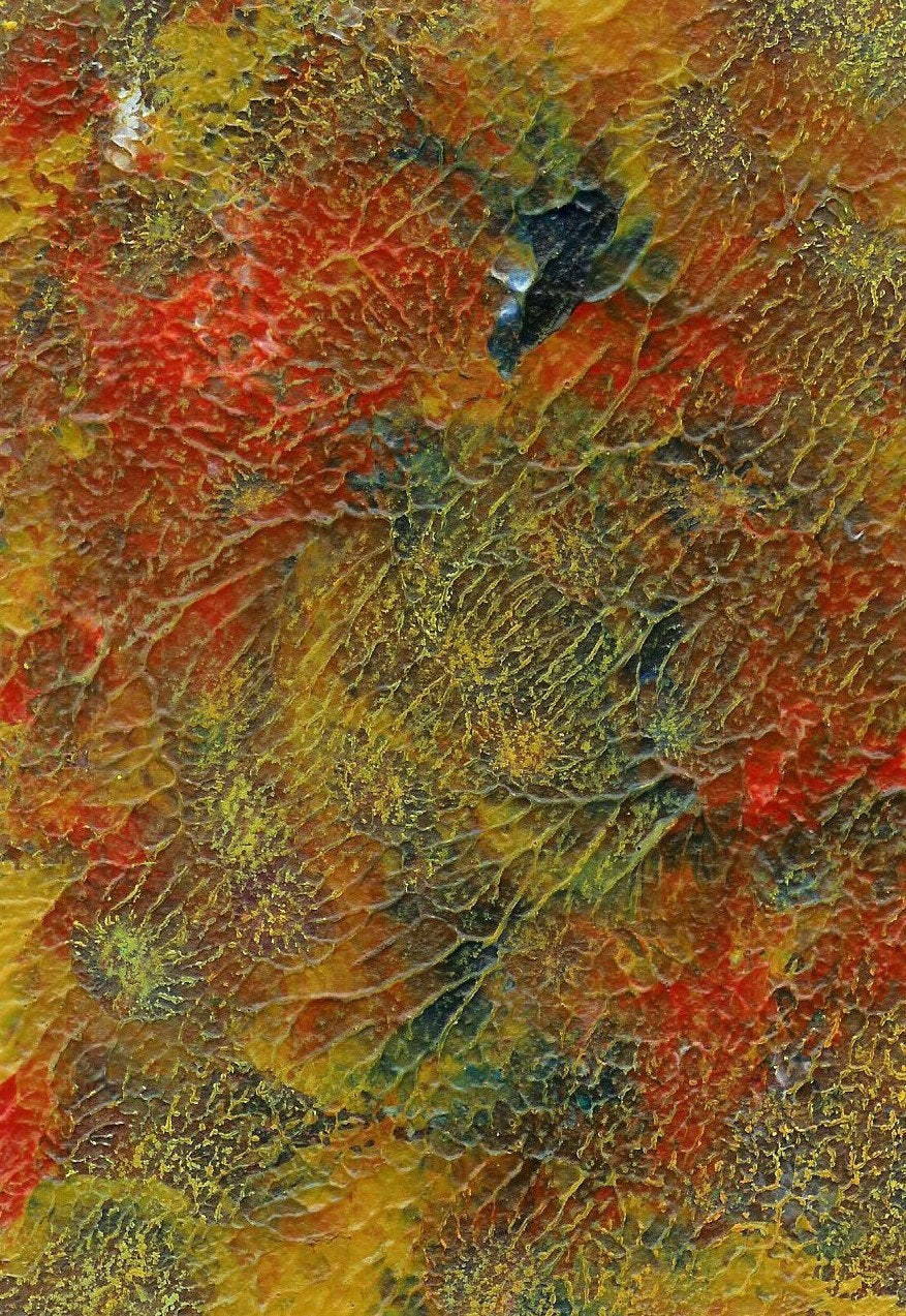Fine Art Golden Autumn - 5 X 7 Original Acrylic and Pastel Abstract Painting