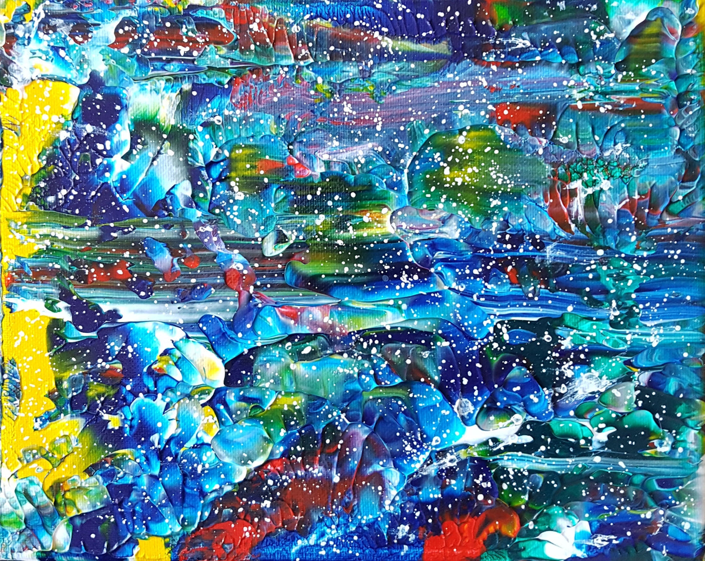 Snowy Pond Abstract Acrylic Painting