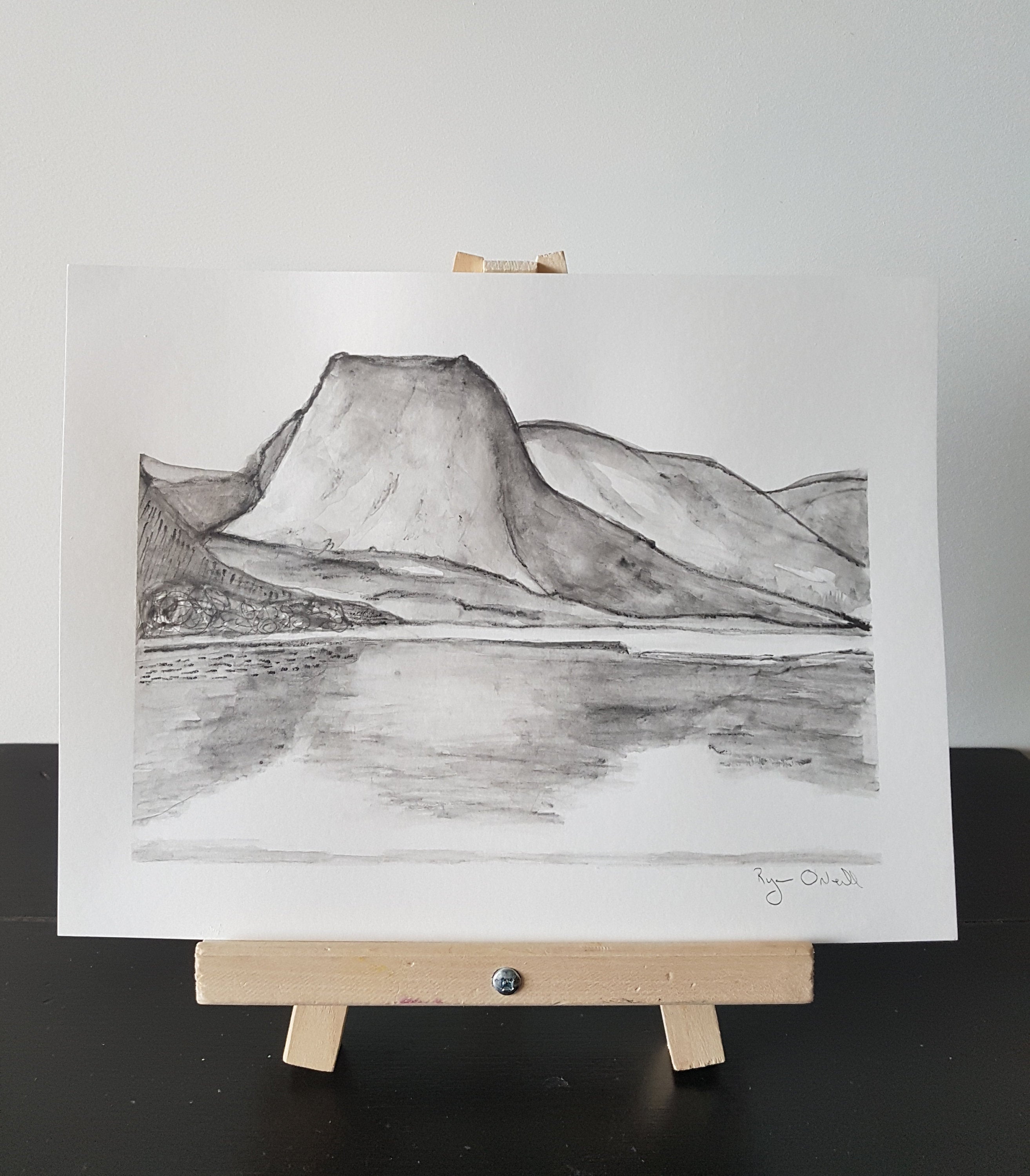 Drawing Mountain Landscape Coal Pencil Mountain Stock Illustration  1359293075 | Shutterstock