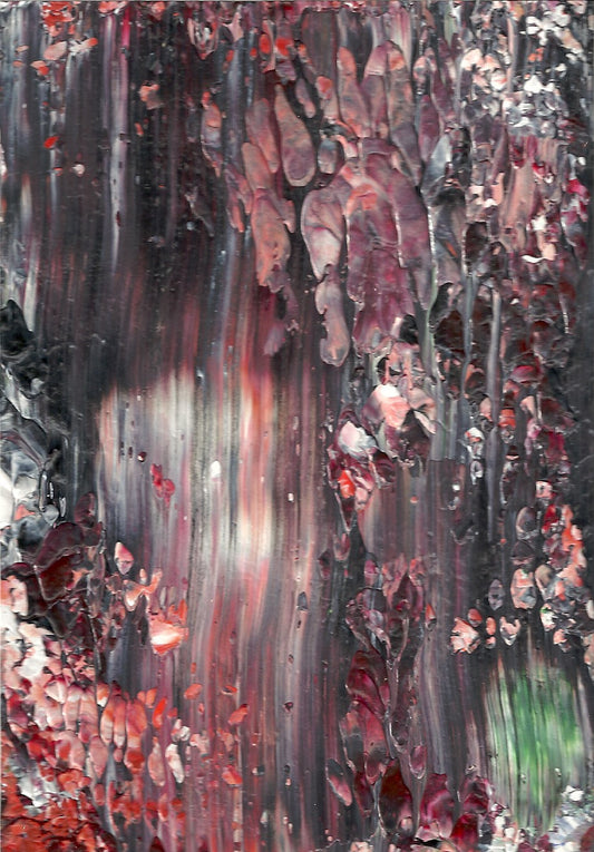 Original Acrylic Abstract Dark Forest Painting Fine Art in White Mat.