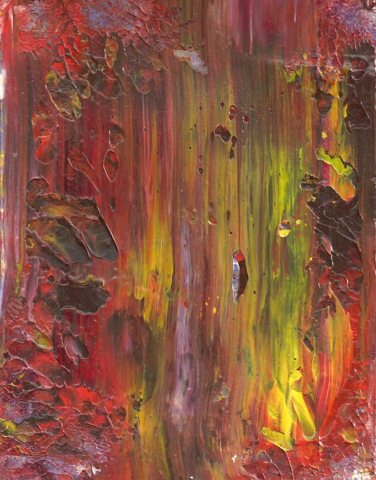 Original Acrylic ABSTRACT IN FALL Painting Fine Art in White Mat.