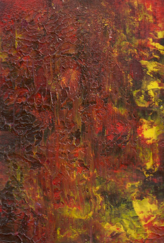 Original Acrylic Abstract Fire Storm Painting Fine Art in White Mat