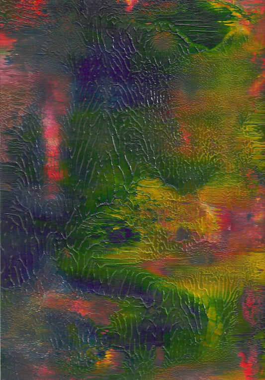 Original Acrylic Abstract Moonlit Trail Painting Fine Art in White Mat