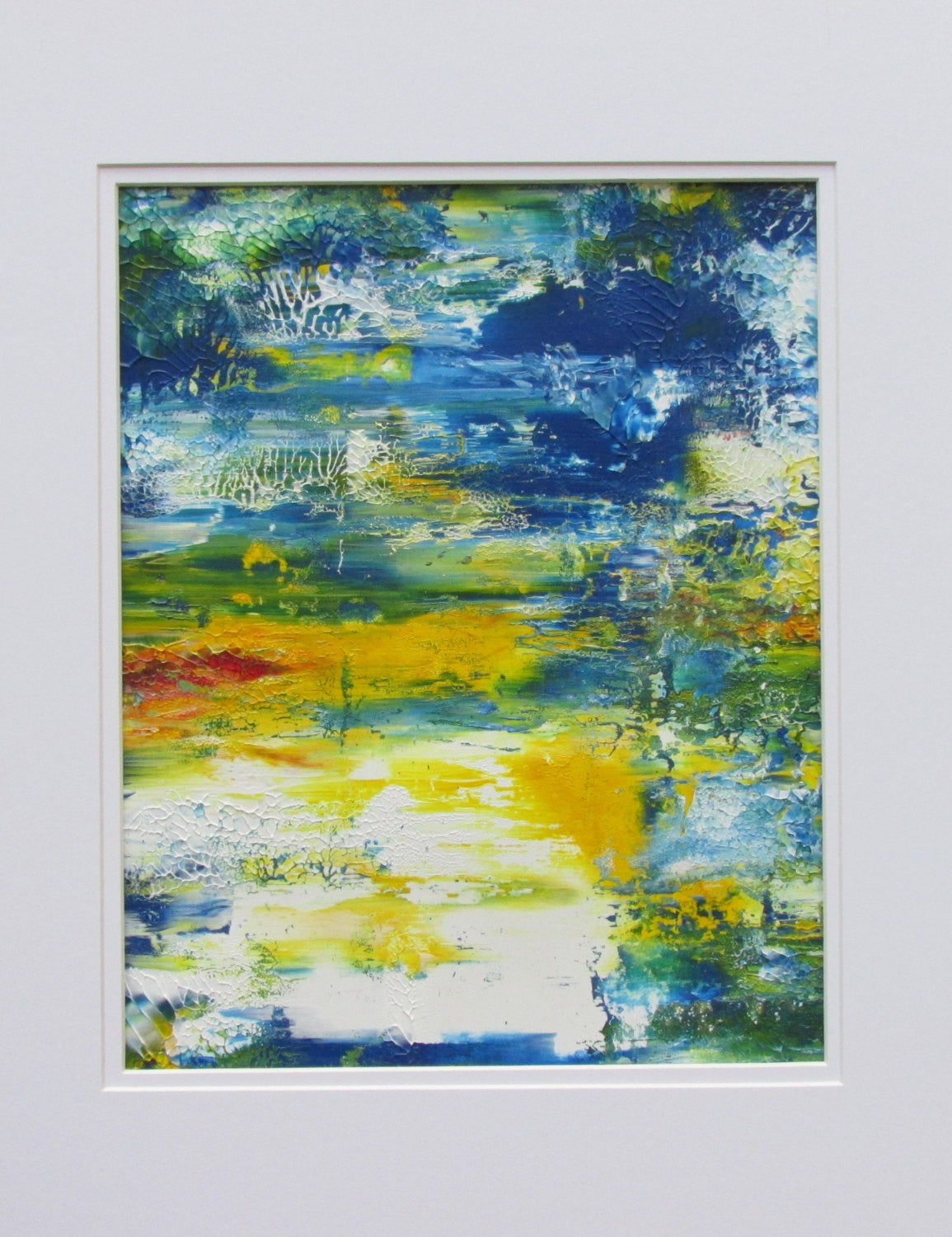 Reflections Original Fine Art Abstract Acrylic Painting in White Mat