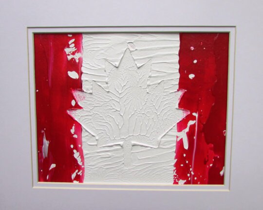 Canadian Flag Abstract Acrylic Painting