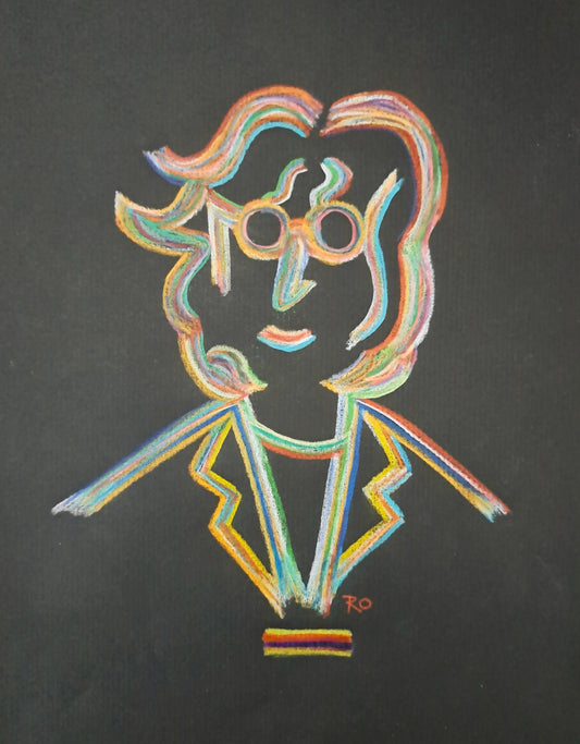 John Abstract Color Pencil Drawing of John Lennon