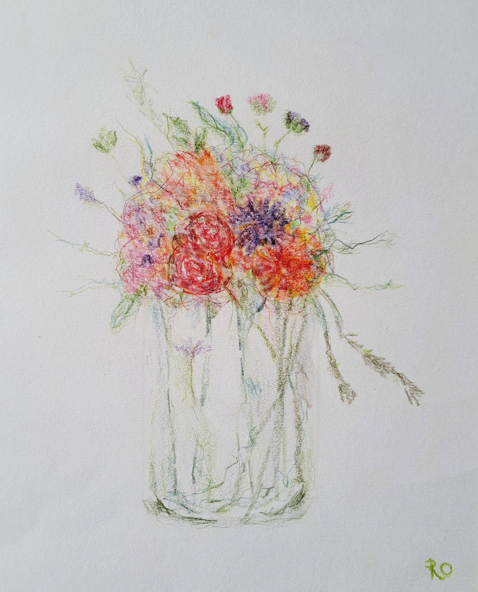 Art - Pencil drawing - Illustration - portrait - model -Flowers