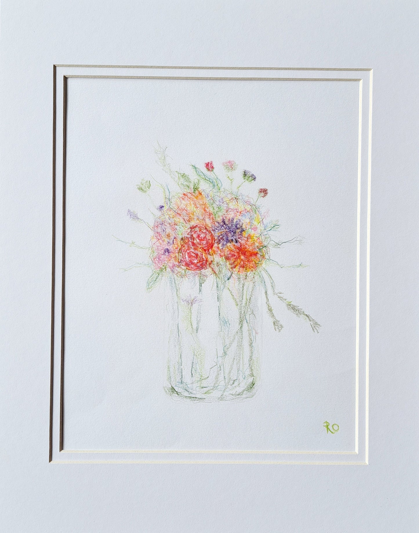 Jar of Wild Flowers Color Pencil Drawing