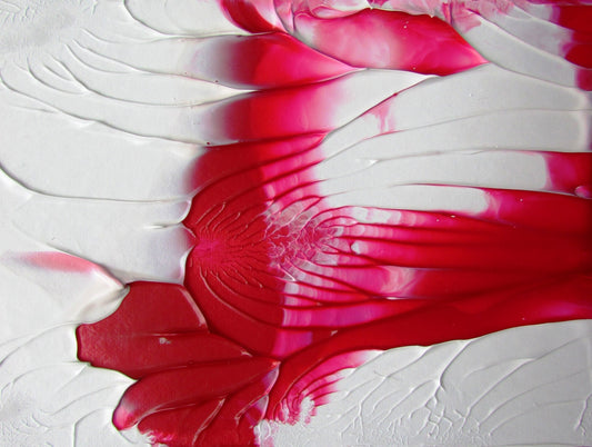 Red and White Arrangement Bright Abstract Acrylic Original Painting in White Mat.