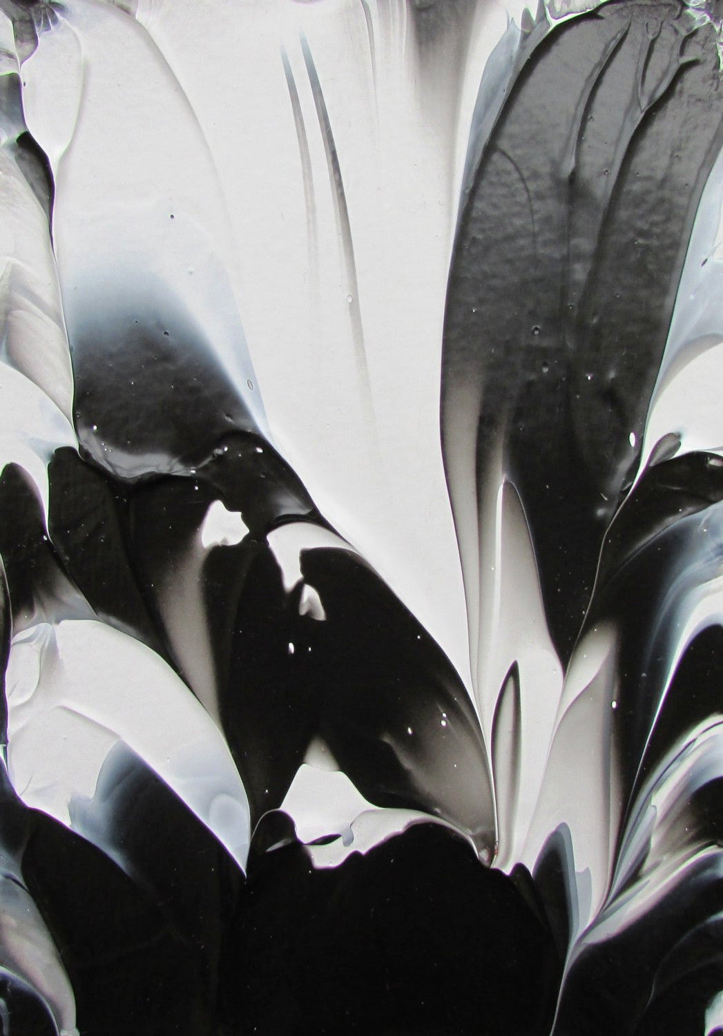 Black and White Feathers Abstract Acrylic Painting