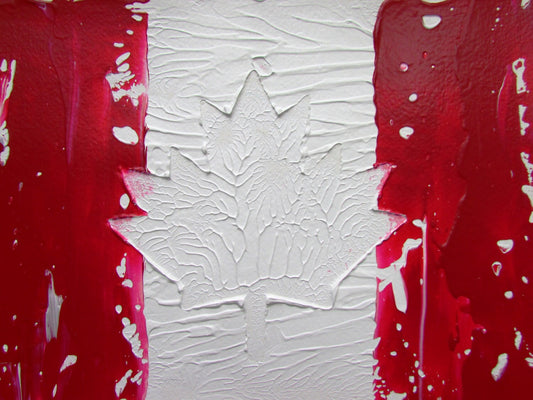 Canadian Flag Abstract Acrylic Painting