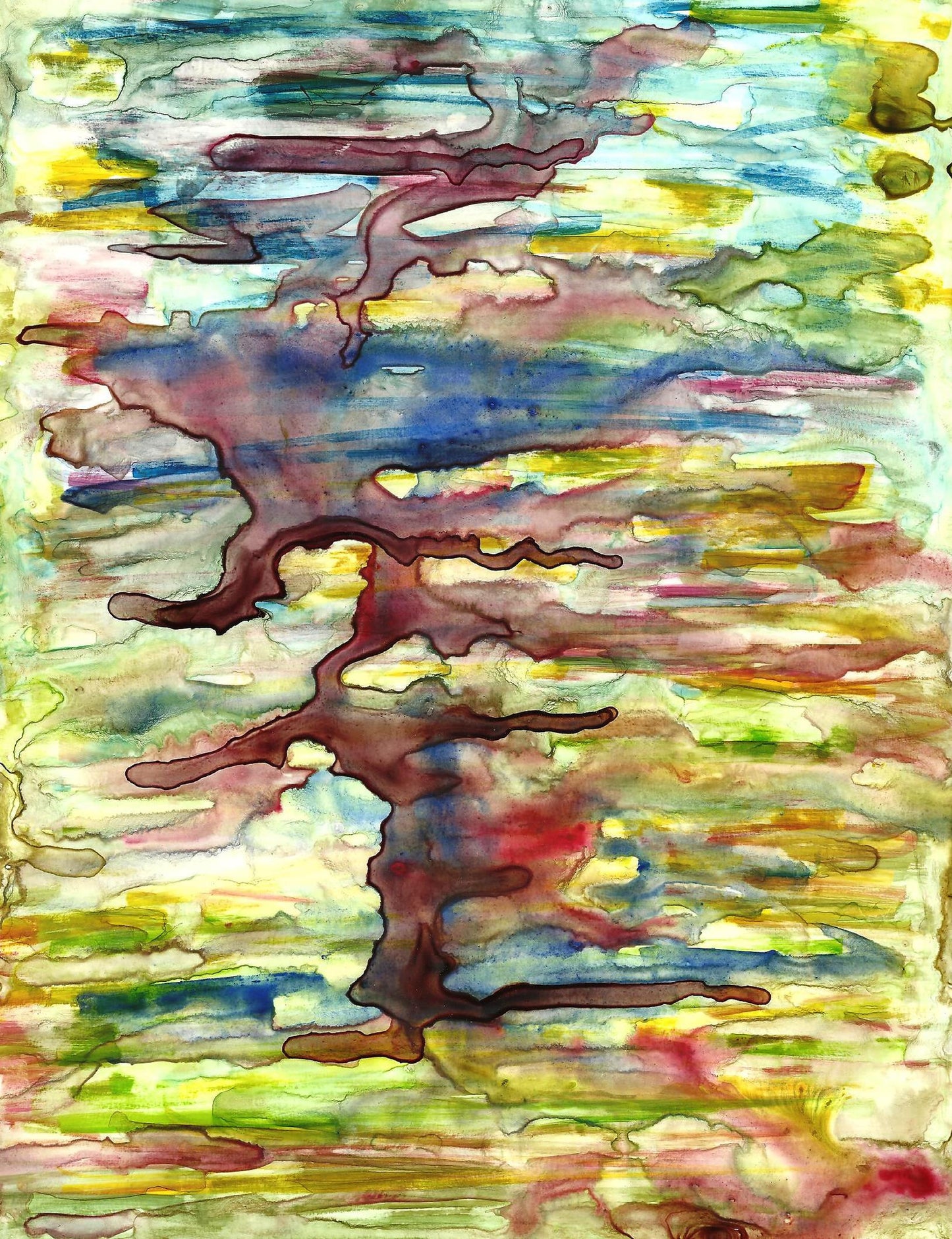 Spirit Tree original abstract watercolor painting